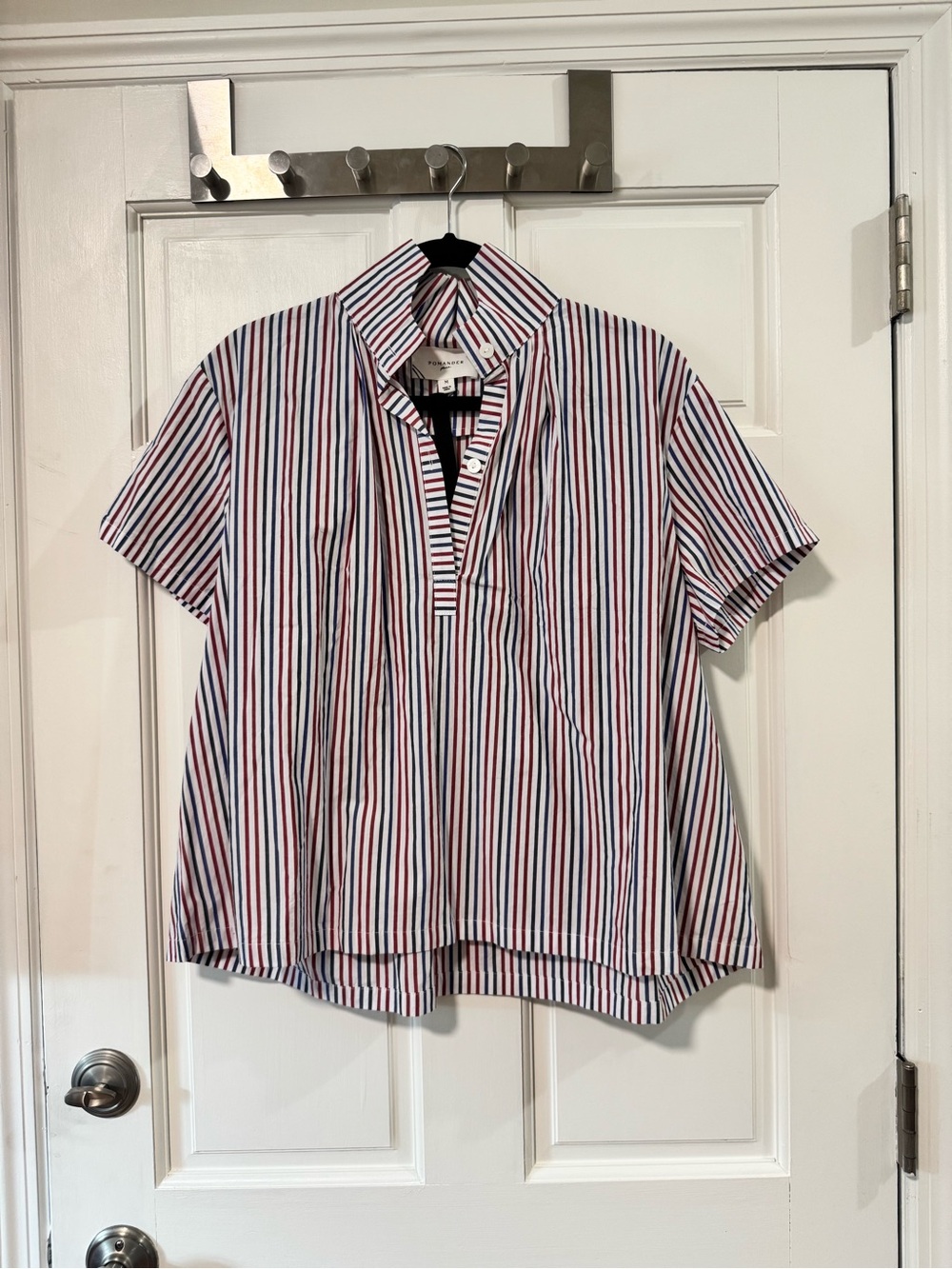 NWT Tuckernuck Pomander Place red and blue Stripe Finn Popover